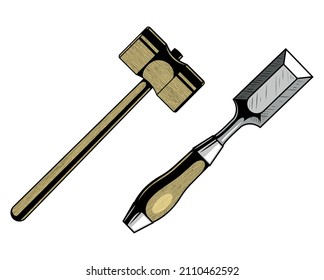 Woodwork and carpentry tools set. Wood material and furniture industry design elements, isolated on white background.