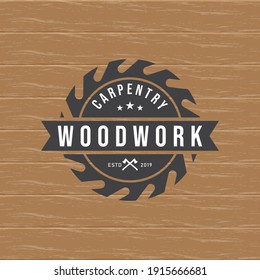 Woodwork gear logo design template vector element isolated