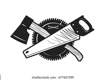 Woodwork, joinery, carpentry logo or icon. Vector illustration