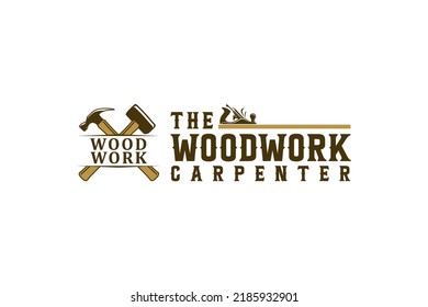 Woodwork logo planer stanley hammer icon symbol carpentry design handyman lumberjack work