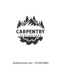 Woodwork sawmill carpentry emblem logo design vector illustration	