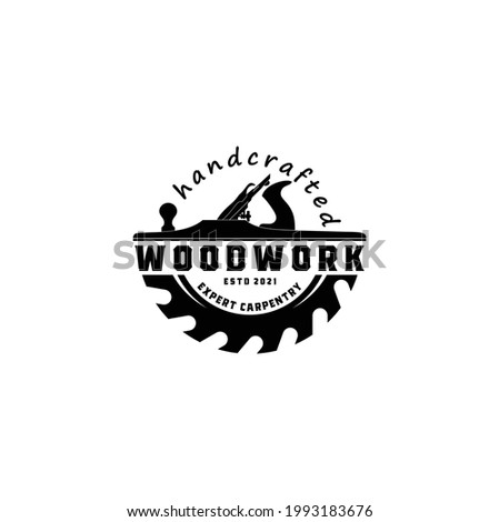 Woodwork Sawmill Carpentry Emblem Logo Design Vector Illustration