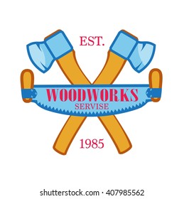 Woodwork service logo. Vintage design template.