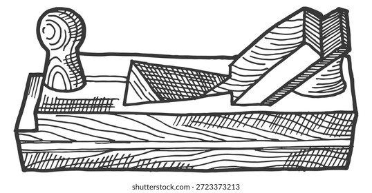 Dibujo de herramienta de carpintería. Avión de artesanía. Equipo de carpintería