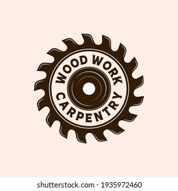 Woodwork Vector Illustration Logo Design. Logo Template for Wood Master, Sawmill and Carpentry Service. Wood and Saw Logo Concept Inspiration