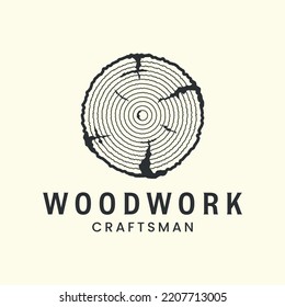 woodwork vintage logo vector template illustration design. furniture or carpentry logo concept