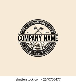 Woodwork, wood company, woodworker, carpentry, axe vintage logo design