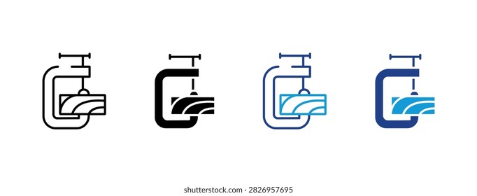 Woodworking C Clamp icon set multi style
