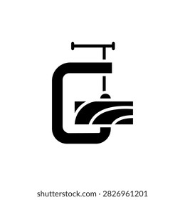 Woodworking C Clamp icon vector symbol illustration