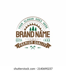 Woodworking, carpentry, forest, tree, axe retro vintage logo design