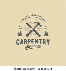 Woodworking Carpentry Logo Design Vector Image