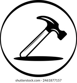 Holzbearbeitung Rahmenhammer Lederumhüllter Griff Vektorgrafik Icon Design, Labor Day Symbol, 1. Mai Zeichen, International Workers Day Stock Illustration, Schreinerkralle Hammer Konzept