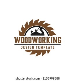 Woodworking gear logo design template vector element isolated