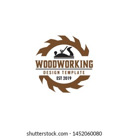 Woodworking gear logo design template vector element isolated