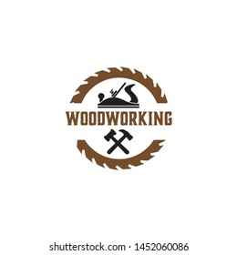 Woodworking gear logo design template vector element isolated
