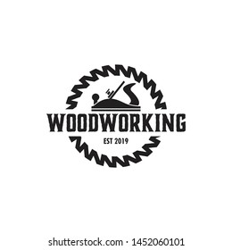 Woodworking gear logo design template vector element isolated