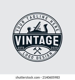Woodworking, handmade, woodart, carpentry, handcrafted retro vintage logo design