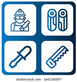 woodworking icon set. Collection of Carpenter, Wood, Chisel, Saw icons