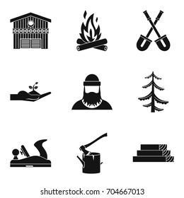 Woodworking icons set. Simple set of 9 woodworking vector icons for web isolated on white background