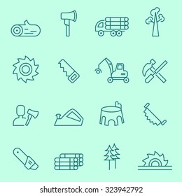 Woodworking icons, thin line design