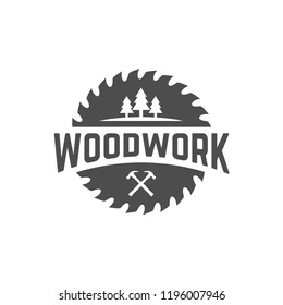 Woodworking Logo. Black and white vector 