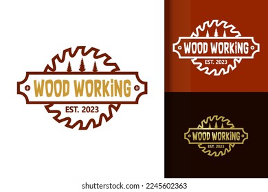 Woodworking Logo Design Element Stock Vector Illustration Template