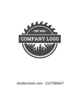 woodworking logo design, pine tree, grinder, blade for or carpentry