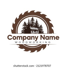 Diseño de logotipo de madera Vector Premium
