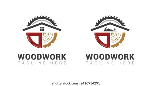 Woodworking logo design template. Capenter industry logo design