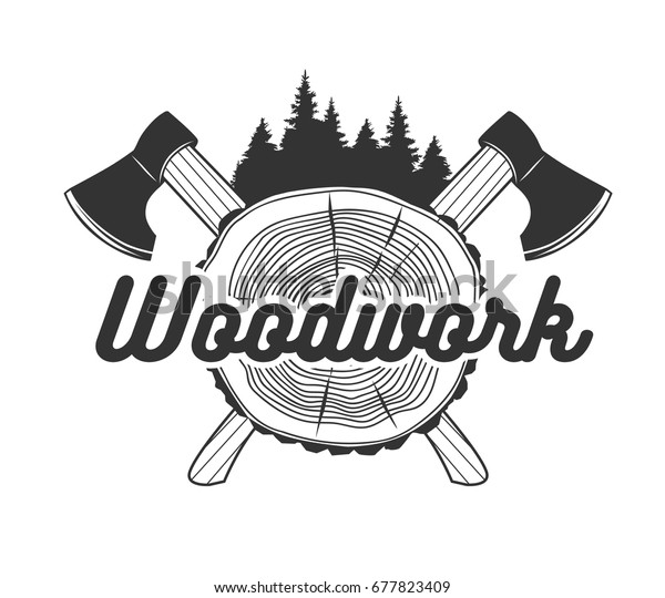 Woodworking Logo Template Black White Vector Stock Vector (Royalty Free ...