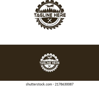 Woodworking Logo Template White Black Background Stock Vector (Royalty ...