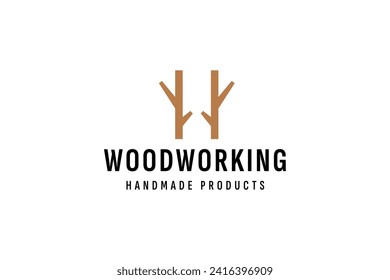 ilustración vectorial del logotipo de trabajo en madera