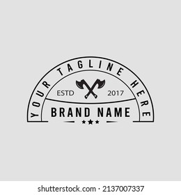 Woodworking retro vintage logo design