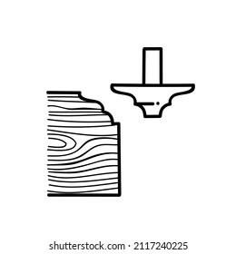 Woodworking Router Tool Icon Black And White Vector Illustration. Editable Outline Stroke.