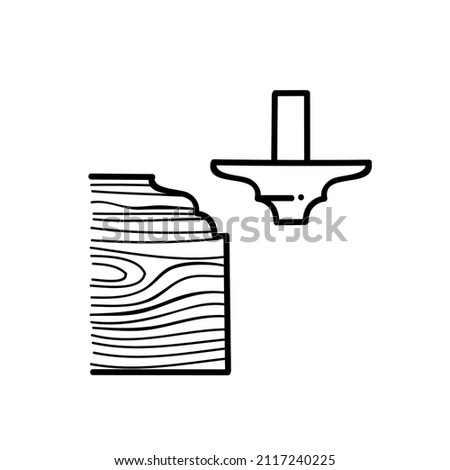 woodworking router tool icon black and white vector illustration. Editable outline stroke.
