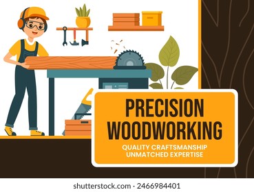 Woodworking Social Media Background Flat Cartoon Hand Drawn Templates Illustration