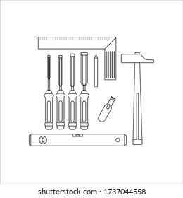 woodworking tool kit. illustration for web and mobile design.