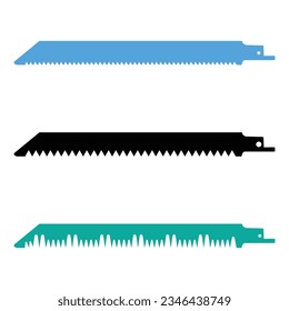 Woodworking Tools, Iron Working Tools Reciprocating saw blades. Vector illustration EPS 10. editable stroke.