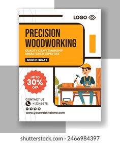 Woodworking Vertical Poster Flat Cartoon Hand Drawn Templates Background Illustration