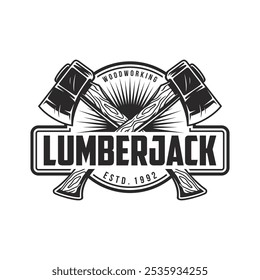 Woodworking Vintage Logo. Ax icon for Woodworking, Carpentry, Furniture and Construction Design. Vector Illustration