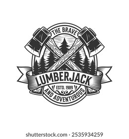 Woodworking Vintage Logo. Ax icon for Woodworking, Carpentry, Furniture and Construction Design. Vector Illustration