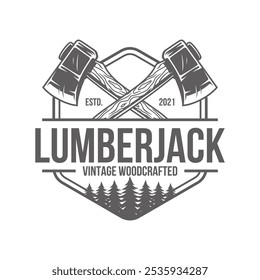 Woodworking Vintage Logo. Ax icon for Woodworking, Carpentry, Furniture and Construction Design. Vector Illustration