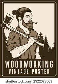 woodworking vintage poster template for print