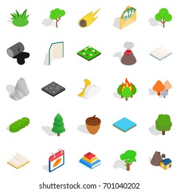 Woody icons set. Isometric set of 25 woody vector icons for web isolated on white background