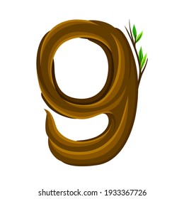 Woody Number Nine Arranged from Branching Tree Stem and Green Leaves Vector Illustration