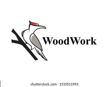 Woody Woodpecker Bird On Trees Logo