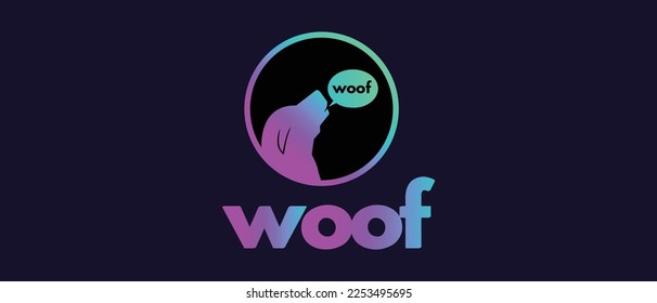 Woof cryptocurrency WOOF Token, Cryptocurrency logo on isolated background with text.