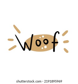 El perro ladrando el sonido. Simple inscripción de doodles dibujada a mano. Grabación manuscrita con puntos decorativos. Diseño del logotipo del logotipo de la señalización de los accesorios veterinarios de tienda de mascotas