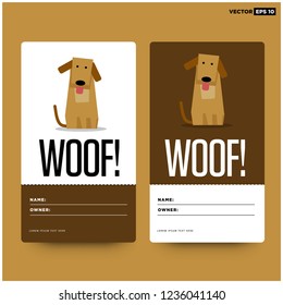 Woof Dog Name Tag ID Card Vector Illustration