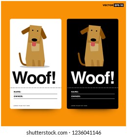 Woof Dog Name Tag ID Card Vector Illustration